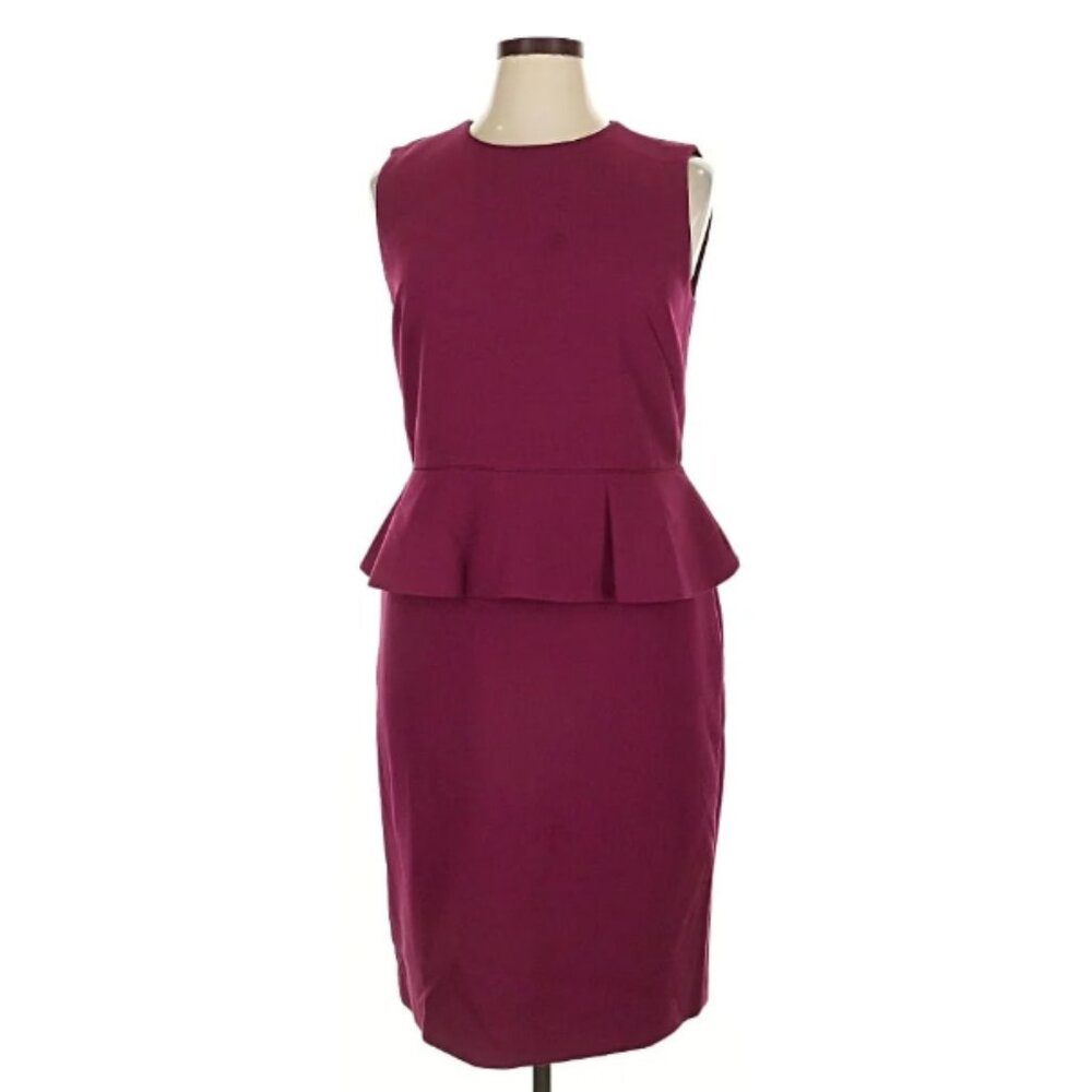 Ann Taylor Peplum Top Shift Dress in Burgundy